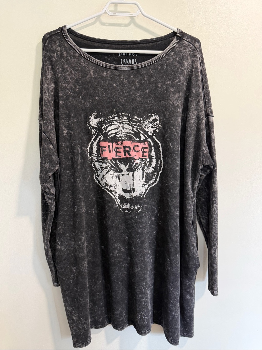 Vintage canvas black Mineral-Wash Long-sleeve over size
